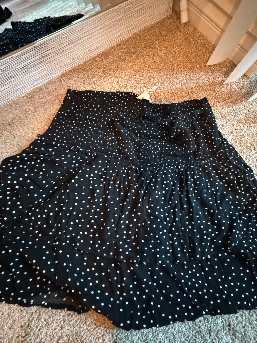 Black Polka Dot Tiered Mini Skirt